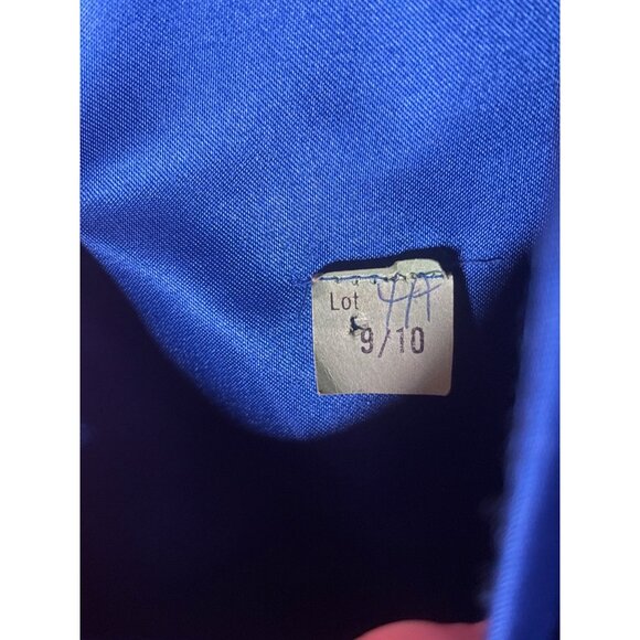 Vintage Royal Blue Puff Sleeve Satin Dress Size 9/10 Party Holiday 80's Christma - Picture 3 of 3